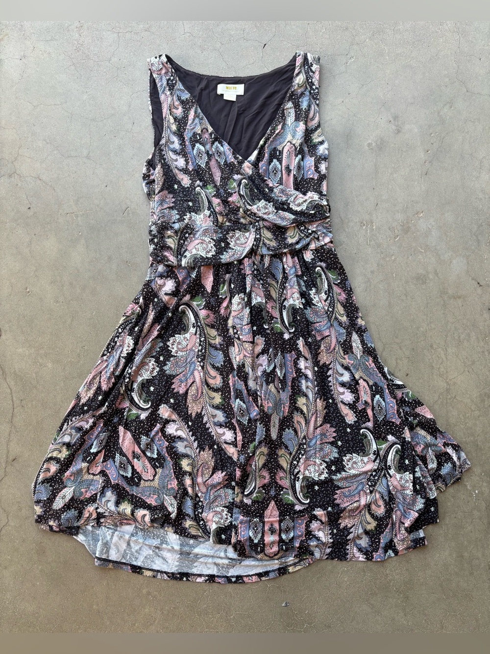 Maeve by Anthropologie Paisley Layered Crossover Midi Dress Multicolor Large